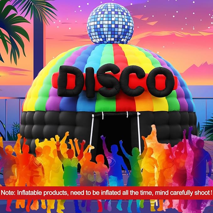 Large Black Inflatable Night Club Diameter 18Ft Roundness Inflatable Party Tent Disco Gazebo Event House for Wedding Birthday Raves Dance Floor Yard Party Business Inflatable Tent