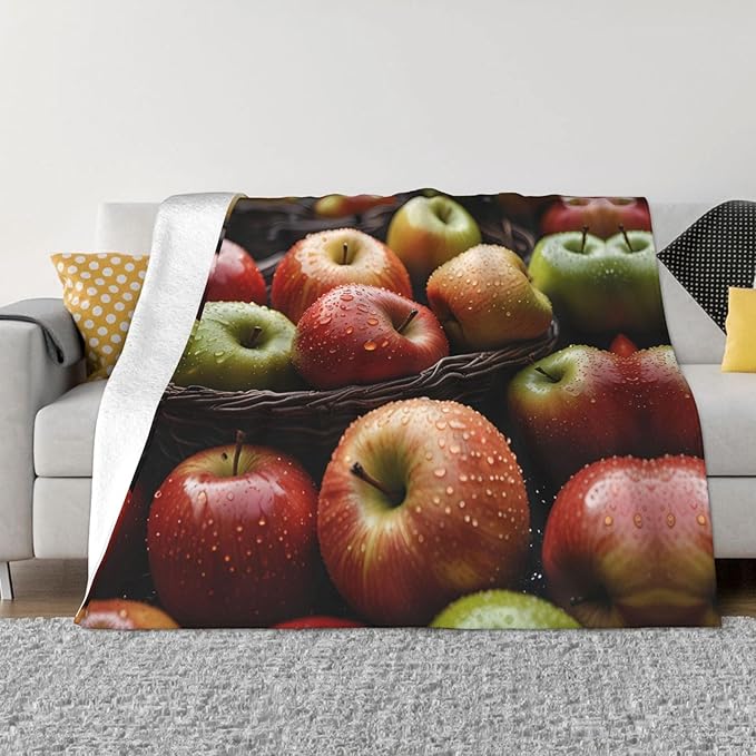 A Basket Fruits 60x50 Printed Soft Fleece Blanket for Sofa Bed and Camping - Cozy Blanket for Travel Picnics Nighttime Use