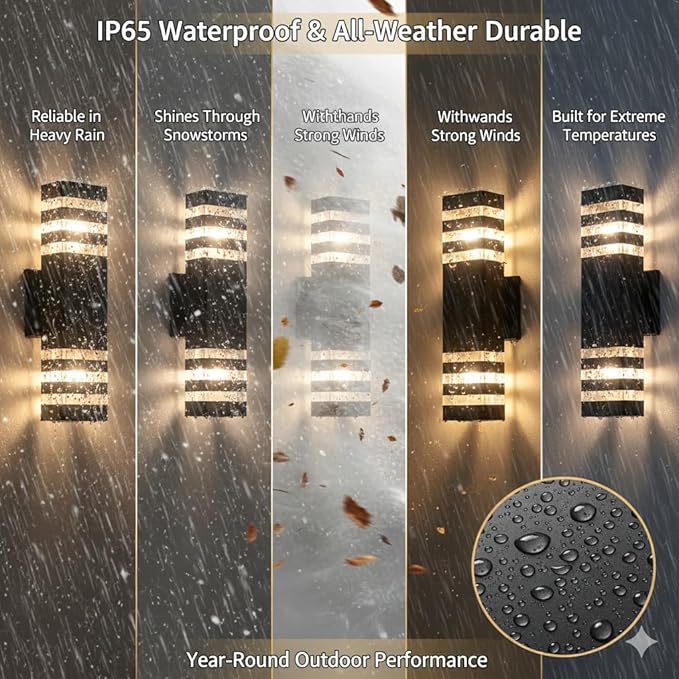 16Pack 15inch Outdoor LED Wall Lights18W Outdoor Up&ampDown Wall Light Aluminum Body 4000K Day White Waterproof IP65 Outside Wall Lights 1800LM Outdoor Wall Mount Lights for Wall porch Garage Garden
