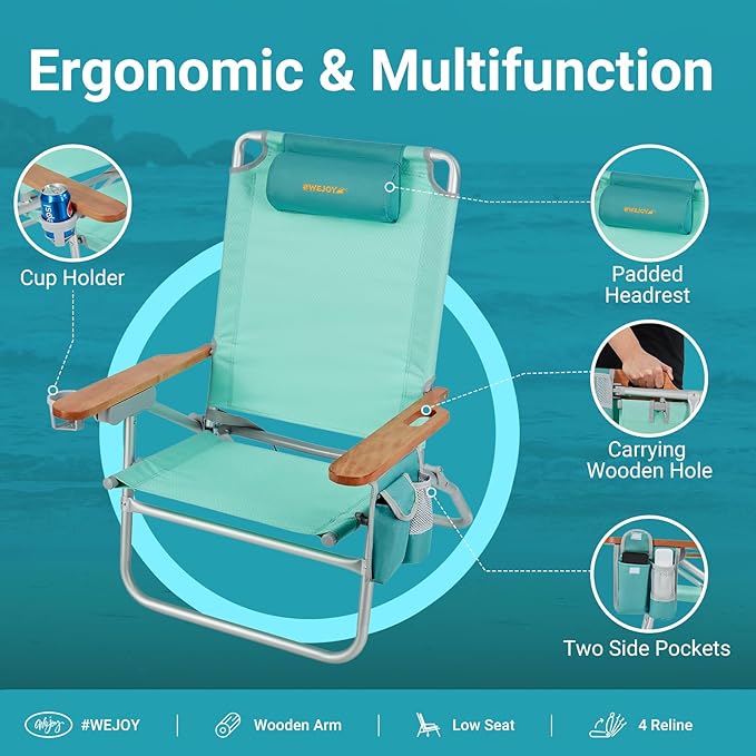 #WEJOY Folding Webbed Lawn Beach Chair - Heavy Duty Portable Outdoor Chair with Hard Armrest for CampingGardenConcertsFestivals and Sand Picnic BBQ265 LBS