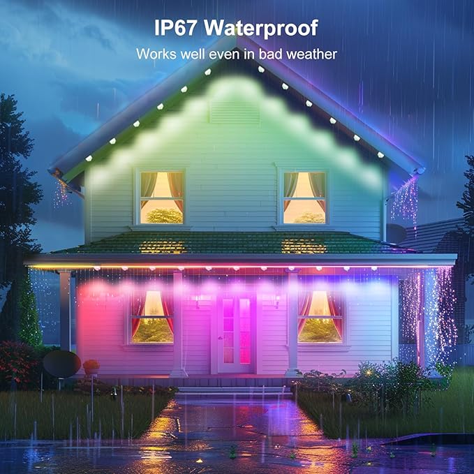 Permanent Outdoor Christmas Lights 100ft with 72 LED RGB Lights Smart Works with APP Alexa &amp Google Assistant