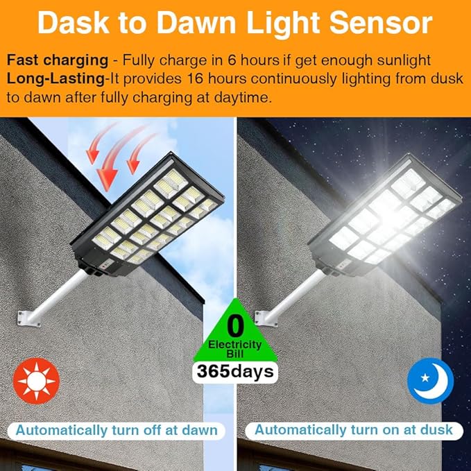 12000W Solar Street Lights Outdoor 100000 Lumens Dusk to Dawn Motion Sensor Security Flood Light Waterproof Perfect for GardenYard Street Parking lot