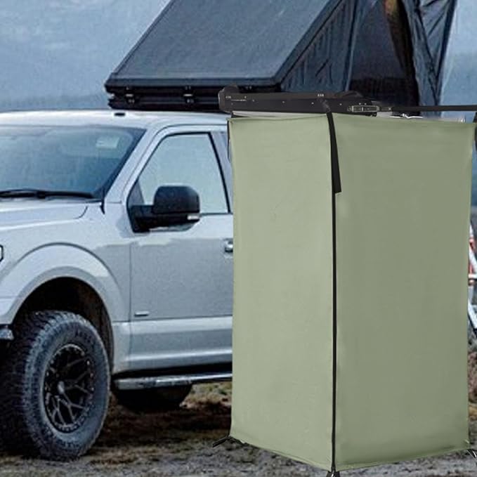 Vehicle Side Shower Tent Shower Room Toilet Stall Restroom Privacy Shelter Bathroom for Van Automotive Outside Beach Travel Dark Green