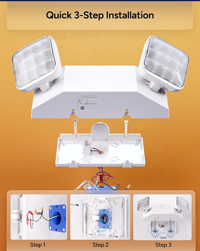 Sunco 12 Pack LED Emergency Lights Commercial Lighting for Business Power Outages Offices with Backup Battery (90 Minutes) Wall Mount Hard Wired 120-277V Fire Resistant (94V-0) UL