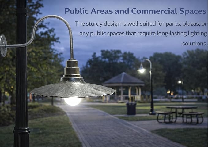 AGB102-AR20-GALVENIZE Radial Wave Steel Dome 29 Gooseneck Barn Light - Outdoor Dome with Incandescent Downlight | Wall-Mount Fixture Gardens Pathways &amp Outdoor Living Spaces