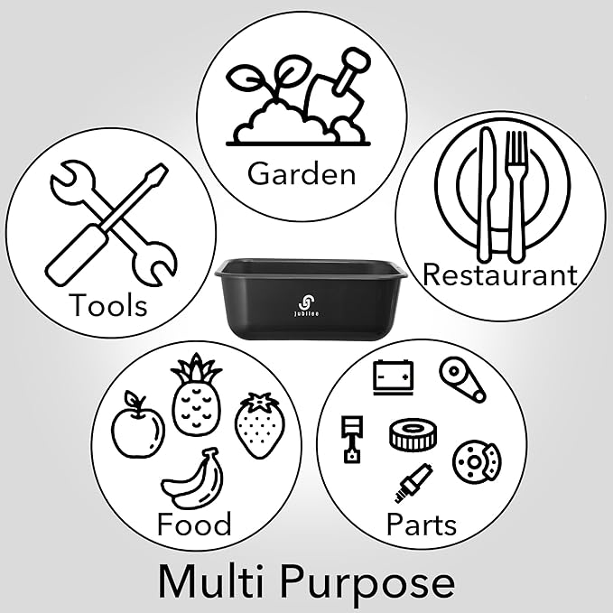 Jubilee 4-Pk Plastic Storage Bin 11L Black Bus Utility Tub – Heavy Duty Commercial Dishwashing Box for Restaurant Kitchen Organization and Storage
