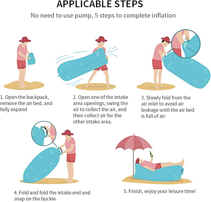 Inflatable Couch Air Sofa Hammock Portable Waterproof Anti Air Leaking Design Camping Chair for Traveling Beach Picnics &amp Music Festivals Camping (Red)