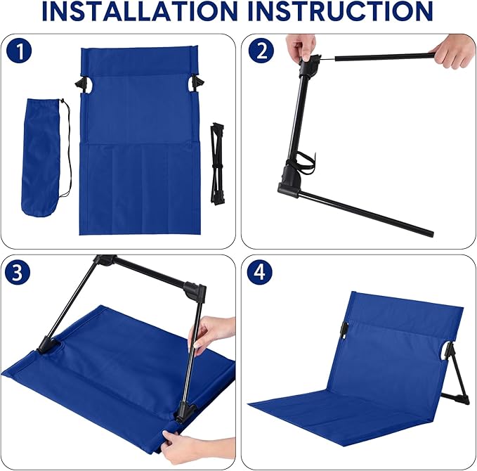 Jetec Foldable Floor Backrest Chair Portable Camping Chair with Storage Bag Light Weight Lazy Seat for Indoor Outdoor Bed Ground Park Lawn Concerts Beach Hiking