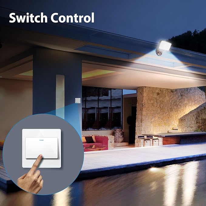 60W LED Flood Light Outdoor Knuckle Switch Controlled Floodlight with Plate5000K 8000Lm IP65 Waterproof Outdoor Security Lights for Yard Garden GarageETL Listed