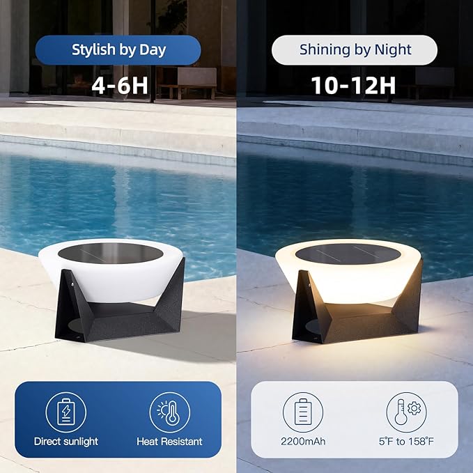 Solar Post Lights 11.02 Pillar Light Outdoor Waterproof 3000K Column Lights Solar Powered Lamp Post Lighting Modern Column Lamps Dusk to Dawn Lantern for Patio Fence Deck Garden Posts