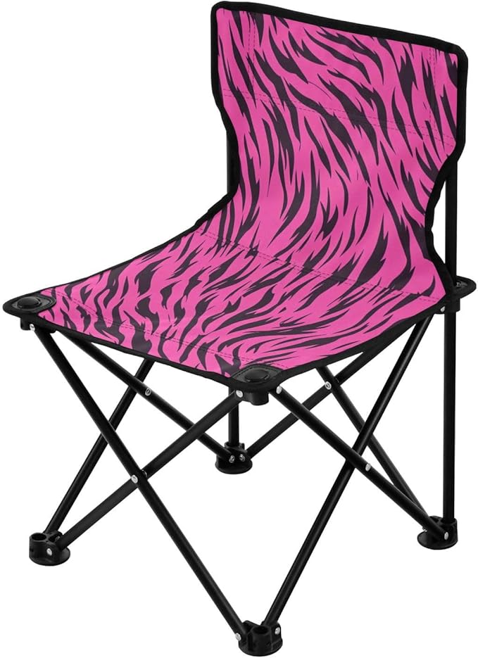 KLL Animal Skin Leopard Purple Black Collapsible Camp Chairs Ultra Lightweight Backpacking Camp Chair with Carrying Bag Portable Chair for Waiting in Line for Ice Fishing Outside