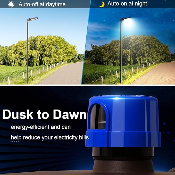 ledmo 300W LED Parking Lot Light Slip Fitter Mount 36000LM 5000K Outdoor Commercial Area Flood with Dusk to Dawn Photocell Easy Installation IP65 Waterproof Shoebox Light for Street Yard