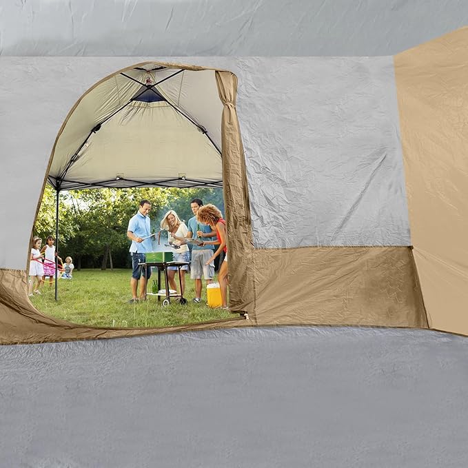 KAMPKEEPER Side TentCamping Tent for 10' x 10' Pop Up Canopy Easy Set Up GazeboCompatible with 10' Wide Canopy Tents (Khaki)