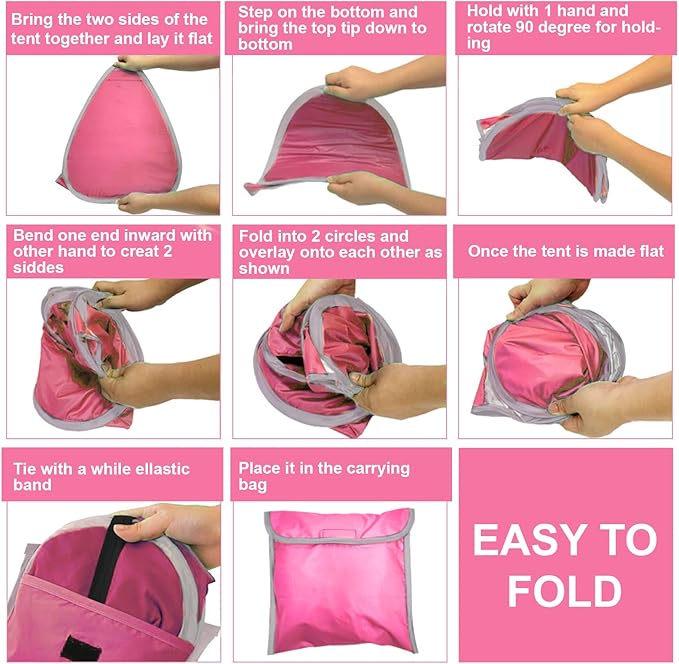 Mini Head Shelter Tent 1 Pack Foldable Pop Up Beach Tent Sun Shelter for Anti-UV Pet &amp Outdoor Camping Picnic Beach Pink-Vinyl L