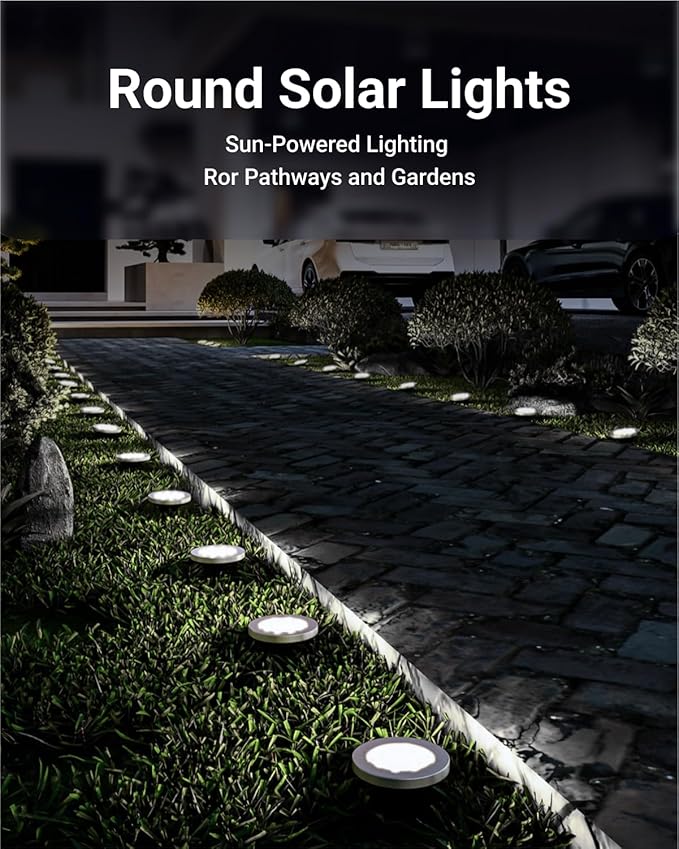 Sunco 12 Pack Solar Lights Outdoor Garden LED Waterproof Landscape Pathway Light Fixture Dusk to Dawn Yard Patio Ground Lights Deck Cross Spike Stake 7000K Diamond White
