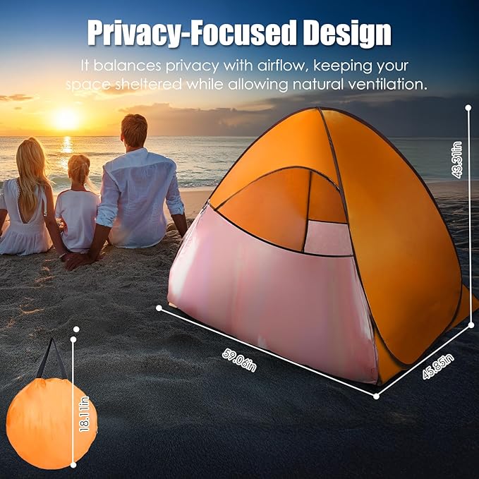 Pop Up Beach Tent Sun Shelter for 2-3 Person Sun Shelter with UPF 50+ &amp Lightweight Portable Beach Tent Easy Pop Up for Outdoor Camping Fishing
