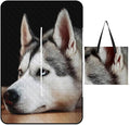 Husky Dog Beach Blanket Outdoor Packable Picnic Blanket with Zipper Folds Into Tote Bag Waterproof Picnic Mat Portable Beach Mat for Camping Hiking Festivals