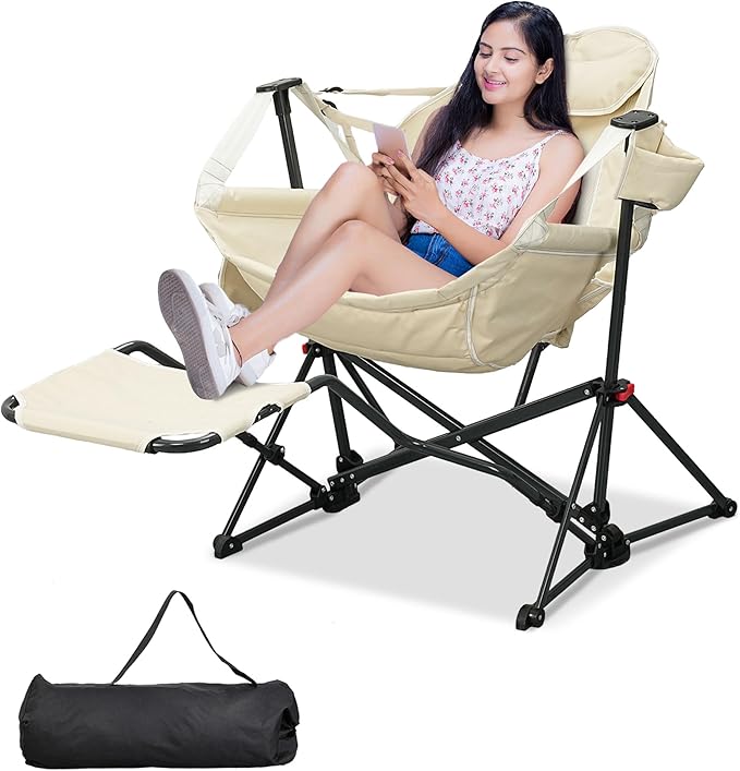 outdoor basic Adjustable Camping Folding Chair with Footrest - Portable Zero Gravity Lounge Chair for Beach Lawn Picnic Fishing &amp Backpacking Trips Supports 600lbs