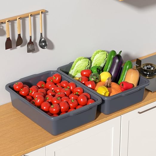Readsky 34 L Grey Large Plastic Bus Box Commercial Bus Tubs 4 Packs