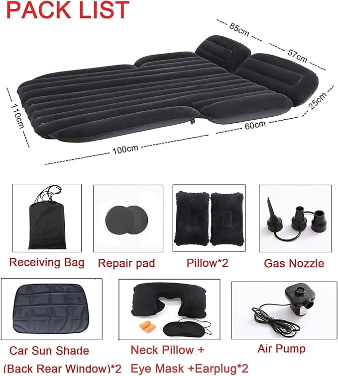 Inflatable Mattress Car Camping Mattress SUV Back Seat Inflatable Bed Outdoor Travel Sleeping Mat Flocked PVC Air Cushion