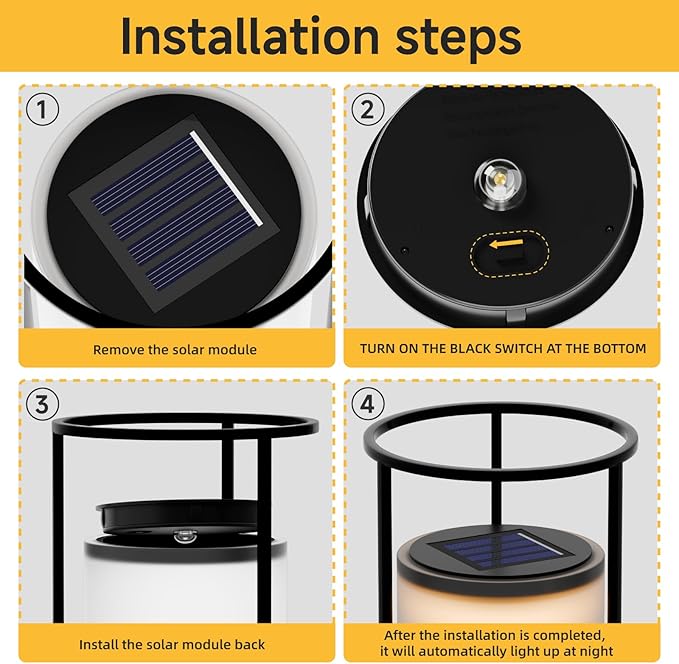 HOTEAGLE Outdoor Solar Lights14.8 H Modern Metal Cylinder Solar Powered Lantern Waterproof Decorative Table Lamp with Warm White LED Dusk to Dawn Auto On/Off for Garden Patio Yard Path Decor