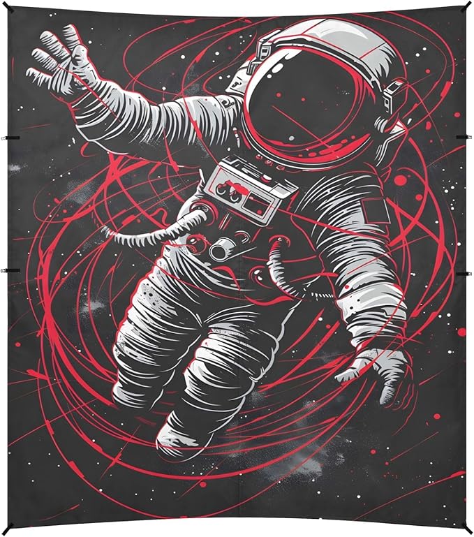 Camping Sun Shelters Astronaut with Red Lines Beach Canopy 126 * 110.2in