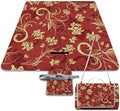 Flower Maroon Gold Floral Classy Burgundy Antique Waterproof Outdoor Picnic Blanket Sandproof Beach Mat for Camping Hiking Grass Travelling