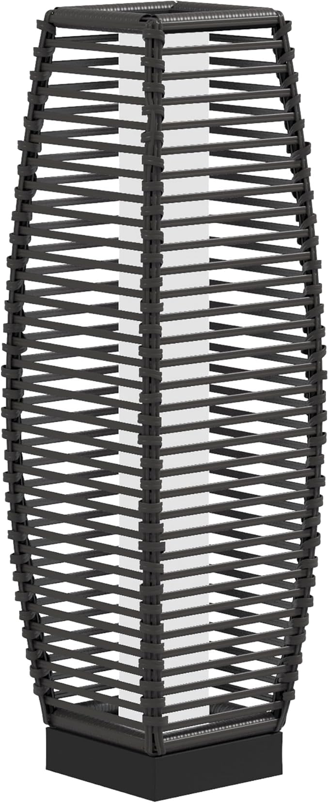 Outsunny Solar Floor Lamp Outdoor Rattan Garden Lantern Pathway Light &amp Decorative Driveway Lighting with Auto On/Off LED Lights for Porch Yard Lawn Courtyard Deck Gray