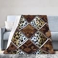 60X50 African Cheetah Patch Quilt Pattern Lightweight Flannel Blanket - Soft and Breathable Polyester Suitable for Travel Camping and Home Decoration