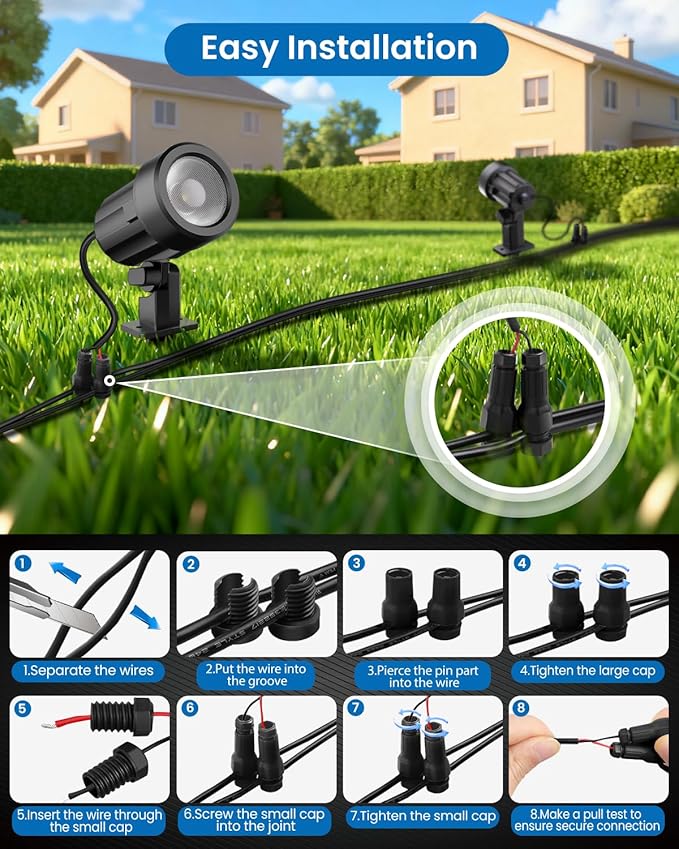 ZZXX 3W Low Voltage Landscape Lighting with Connectors LED Landscape Spotlights Waterproof Low Voltage Landscape Lights 2700K Warm White Spot Lights Outdoor for Tree Garden Yard Pathway 4 Pack