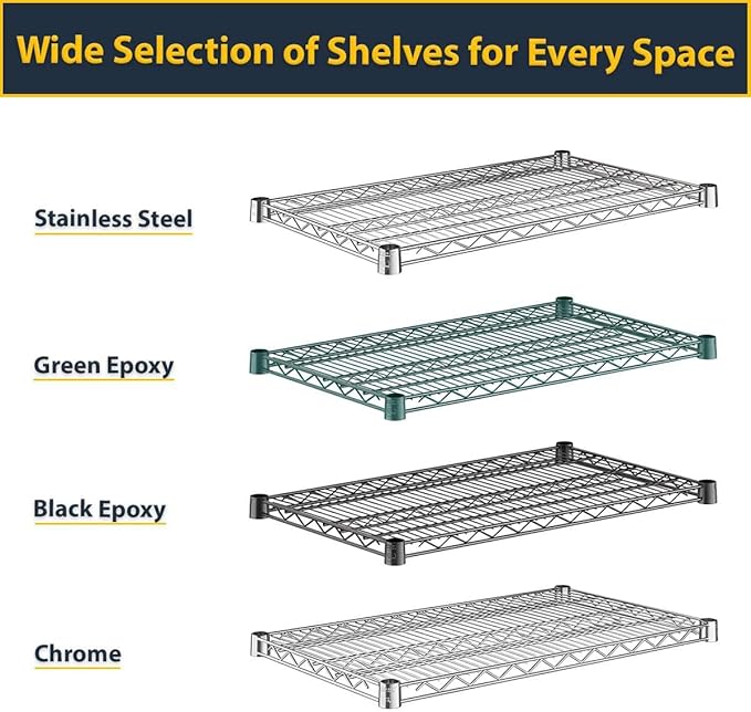 2-Pack 24 x 30 Chrome Additional Wire Shelf for Shelving Units Replacement Shelves for Wire Rack