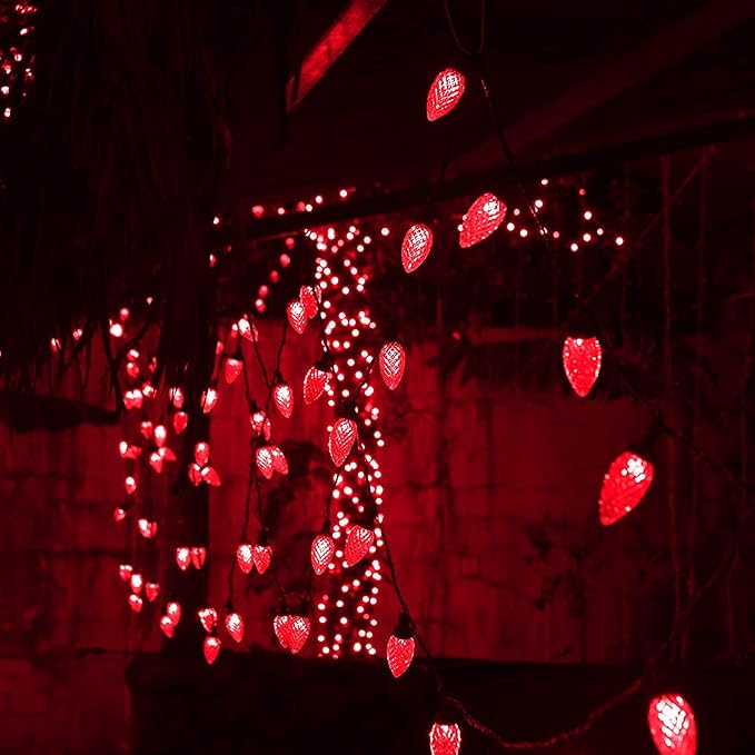 Dazzle Bright C9 Christmas String Lights Waterproof Connectable Green Wire Fairy Lights Christmas Lights for Indoor Outdoor Home Yard Xmas Tree House Decorations (Red 100 LED)