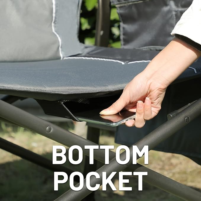 Timber Ridge XXL Upgraded Oversized Directors Chairs with Foldable Side Table Detachable Side Pocket Heavy Duty Folding Camping Chair up to 600 Lbs Weight Capacity (Gray) Ideal Gift