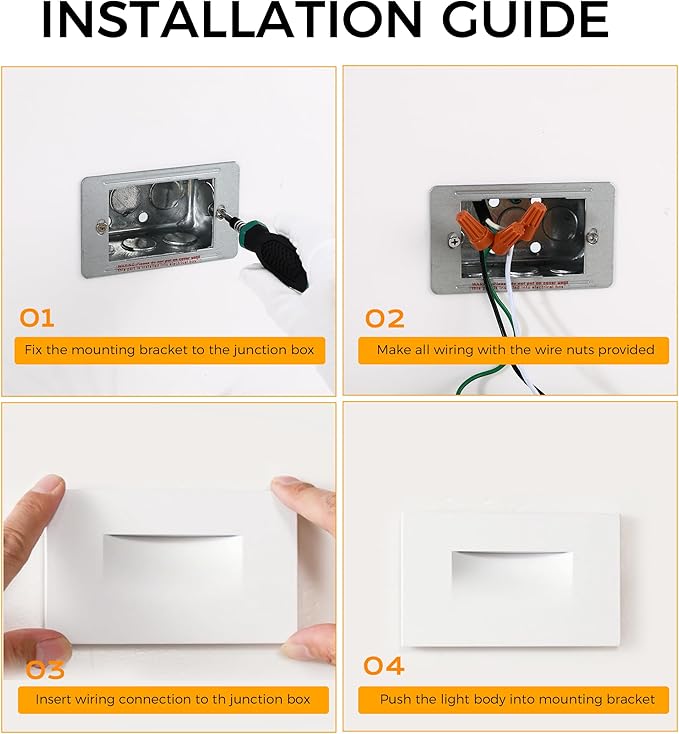 CLOUDY BAY 120V 5CCT Dimmable LED Indoor Outdoor Step Light2700K/3000K/3500K/4000K/5000KStair LightWhitePack of 6