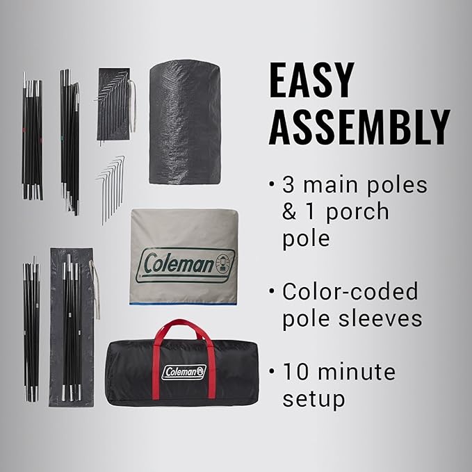 Coleman Weatherproof 4-Person Cabin Tent with Screened Porch Screen Room Adds 35% More Space Rainfly Included 10-Minute Setup