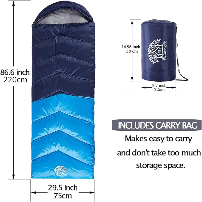 Sleeping Bag 4 Seasons Adults &amp Kids for Camping Hiking Trips Warm Cool WeatherLightweight and Waterproof with Compression BagIndoors Outdoors Activities