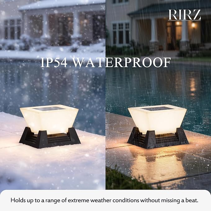 11.02 Modern Outdoor Post Lights 3000K LED Solar Lamp Post Light IP54 Solar Pillar Lights Outdoor Waterproof Square Outside Light Columns Column Lighting for Patio Fence Deck Garden Driveway