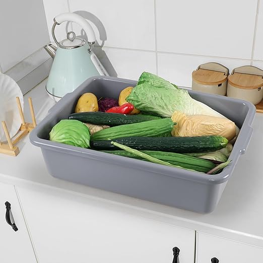 4 Packs 23 L Restaurant Plastic Bus Tubs Commercial Bus Box Bins Gray