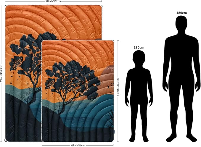 Outdoor Camping BlanketWarm Thick Camp Blankets with Sherpa Lining Soft Fleece Camping Blanket Puffy Camping Quilt for Cold Weather Traveling Stadium Hiking Picnics