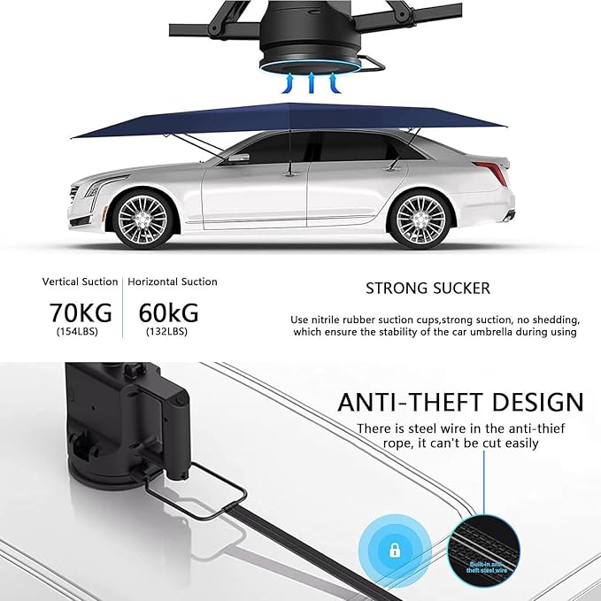 Movable Carport Fully-Automatic Car Tent Cover - Remote Control Portable Sunshade Umbrella for Outdoor Car Protection