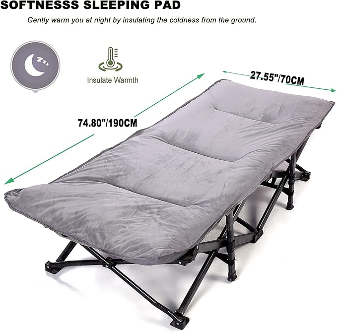 Gehannah Thick Camping Sleeping Pad Soft Comfortable Microfiber Camping Cot Pads for Adults Lightweight Foldable Sleeping mats for Traveling Hiking Backpacking Traveling
