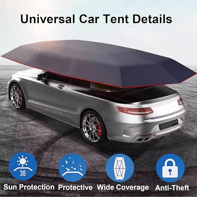 Fully Automatic Car Umbrella for Roof with Remote Universal Car Tent with Bracket 4.8M Portable Protection Carport Folded Cars Sun Shade Movable Canopy for Sedan SUV