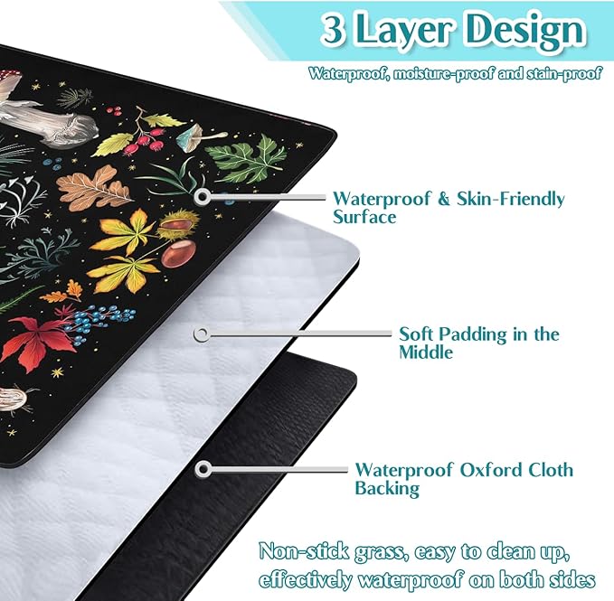 Mushroom Picnic Blankets Waterproof Foldable 80″X80″Thick Three Layer Picnic Mat Outdoor Blanket for Grass Large Beach Blanket Sandproof Picnic Accessories for Camping Party Park Patio