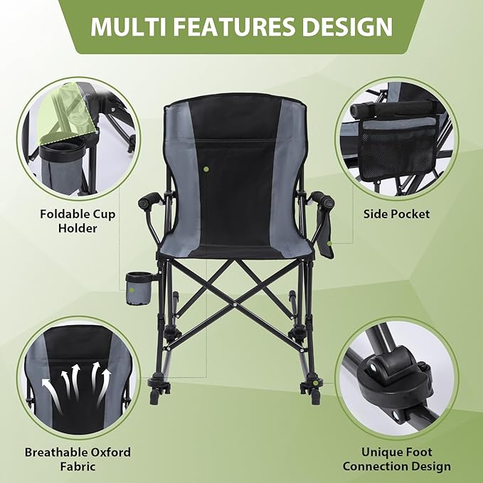 REDCAMP Oversized Folding Camping Chair for Adults Heavy Duty 250/300/330lb Sturdy Steel Frame Outdoor Camp Chairs Portable Lawn Chair with High Back and Cup Holder