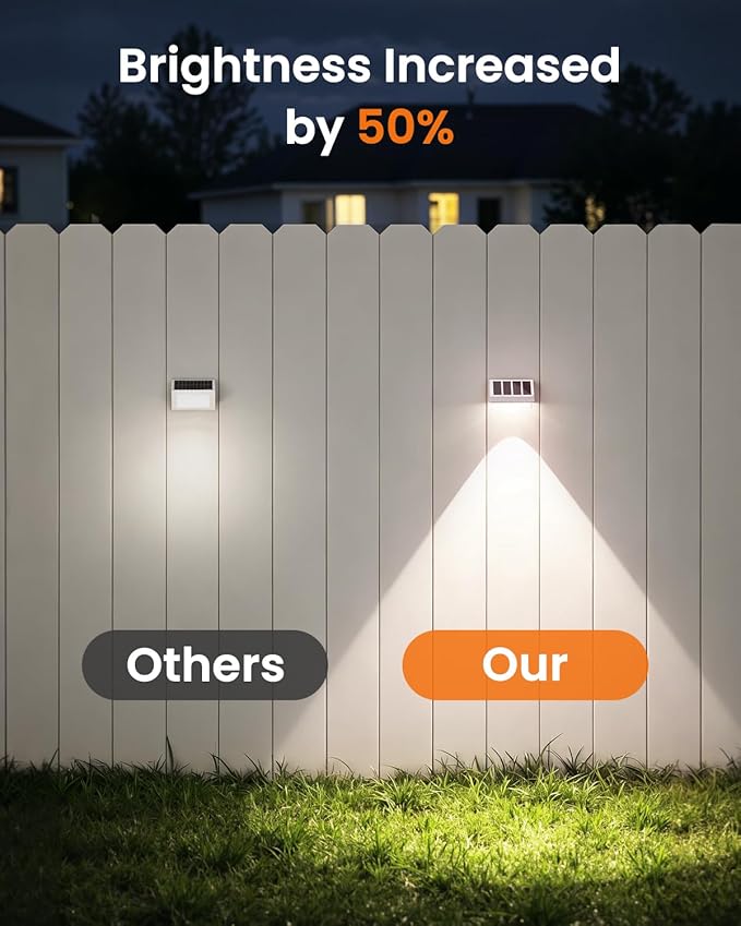 VOLISUN Solar Fence Lights 12 Pack Vinyl Fence Lights Solar Powered with Warm White LED Spot Lens Solar Deck Lights for Outside Wall Deck Patio Yard Rail Garage Pool