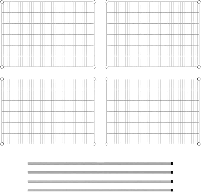 Commercial NSF Listed Chrome Stationary Wire Shelving Kit 30 x 42 x 64 with 4 Shelves Perfect for Warehouse Walk-in Refrigerator Freezer Grocery Store Restaurant Dishroom