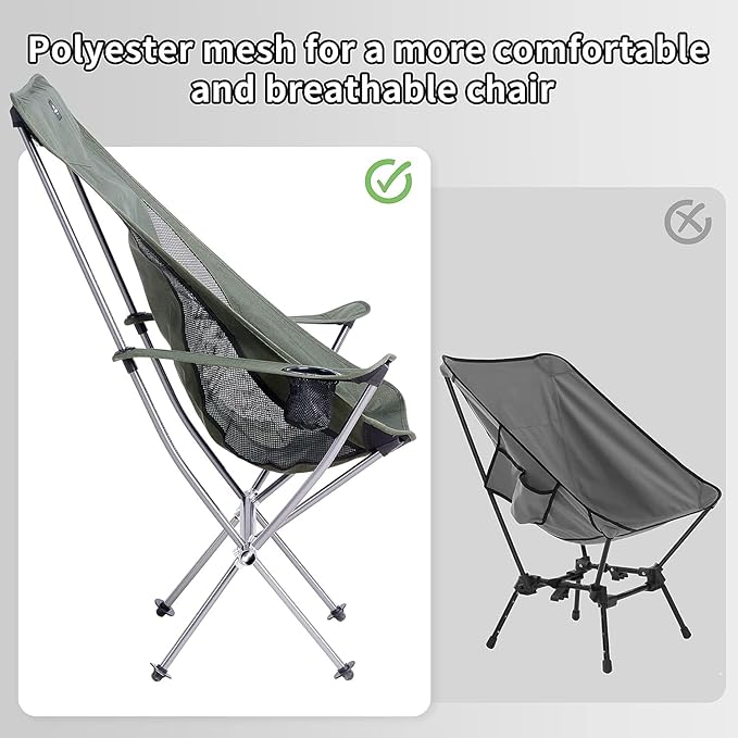 Naturehike YL06 Plus Camping Chair Ultralight Portable Camp Chair with Storage Bag Compact Folding Beach Chair for Backpacking Hiking Fishing Picnic