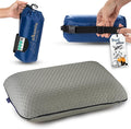 alkamto Travel &amp Camping Comfortable Memory Foam Pillow – Easy to Carry Portable Bag – Temperature Regulating Pillow Case (Grey)