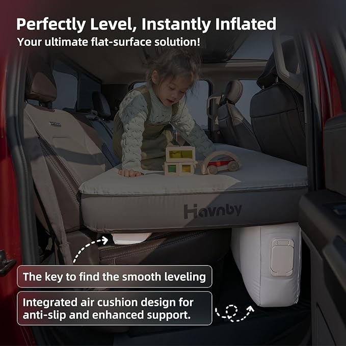 Truck Cabin Mattress Inflatable TPU Air Foam CozyPad for Back Seat Camping Bed with Rechargeable Built-in Pump Portable Sleeping Mattress for Nissan Pickup Trucks