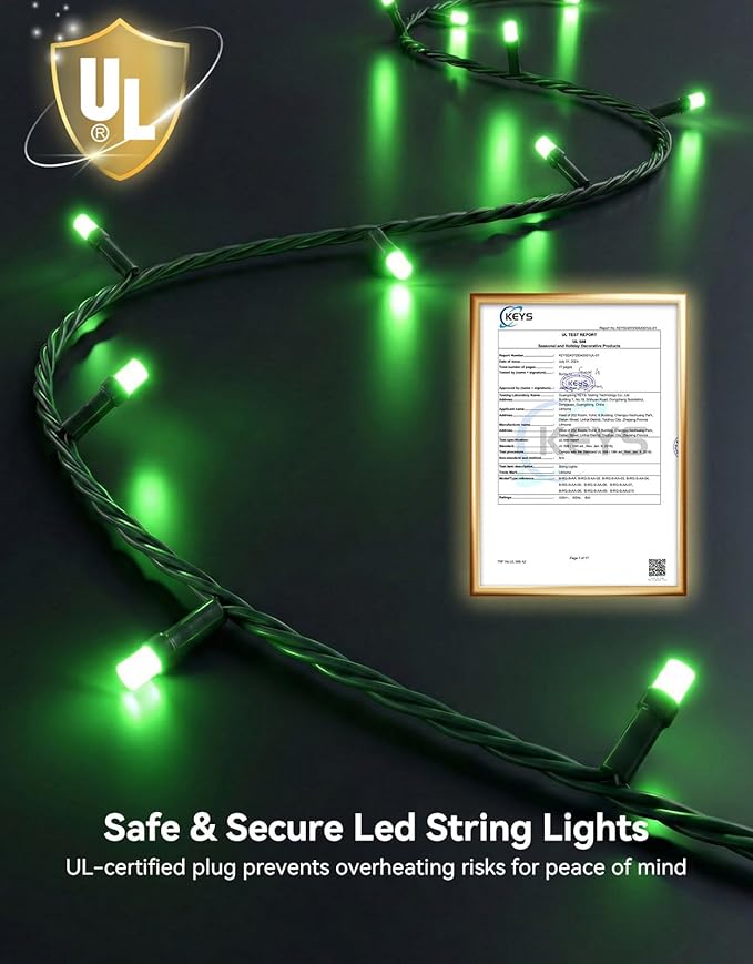 LitHome 99FT 300 LED String Lights Outdoor Waterproof 8 Modes Christmas Lights Plug in Green Wire Green String Light with Timer &amp Memory Function Tree Light Outdoor for Xmas Garden Patio Decor